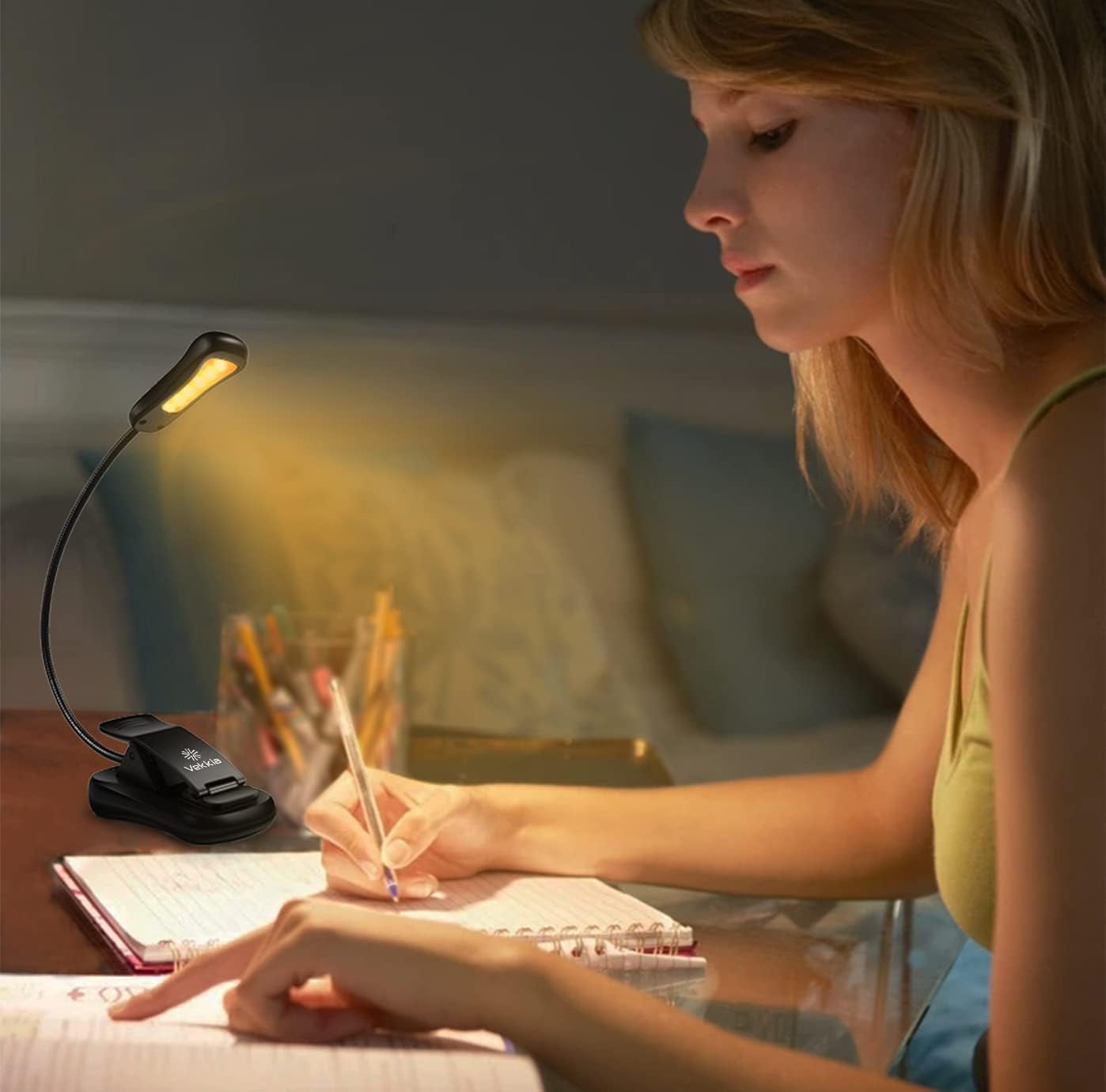 3000K Warm LED Rechargeable Book Light, Easy for Eyes, Clip on Reading Lights for Books in Bed, Car & Travel, Lightweight Slim 2.1 Oz. Great for Readers