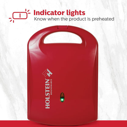 4-Section Heart Shaped Waffle Maker, Non-Stick Waffle Iron, Mini Waffle Maker for Kids, Non-Toxic Coating, Easy to Clean, Makes 4 Heart-Shaped Waffles in Minutes, Red