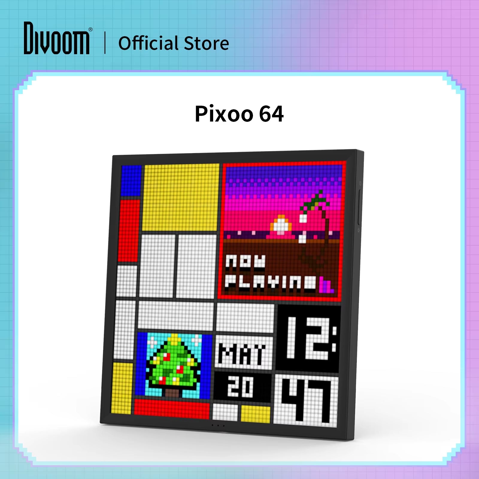 Pixoo 64 Digital Photo Frame with 64*64 Pixel Art LED Picture Electronic Display Board,Neon Light Sign Home Decoration