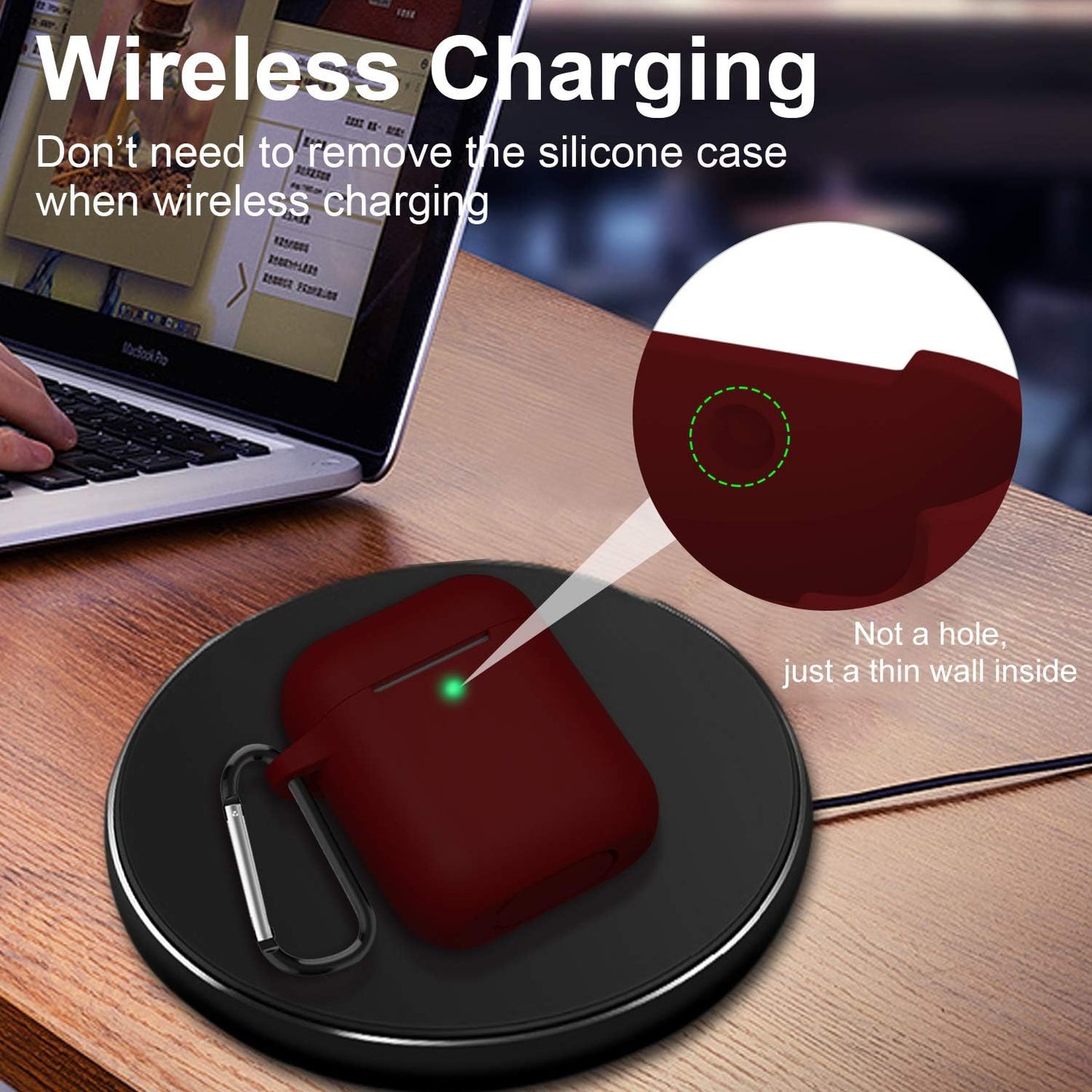 Silicone Case Compatible with Apple Airpods 1&2 Wireless and Wired Charging Case(Front LED Visible),Burgundy