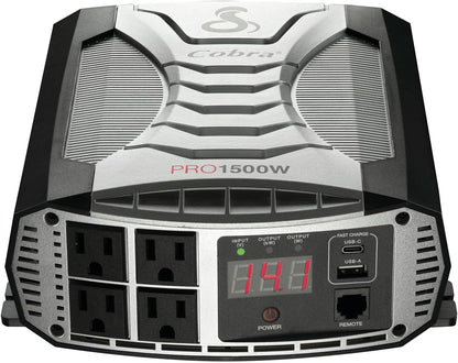 PRO 1500W Professional Grade Power Inverter, Portable – 1500-Watt Car Charger, 4 Grounded AC Outlets, 2 Fast Charge USB Ports and Remote Controller (CPIALCDG1) Compatible