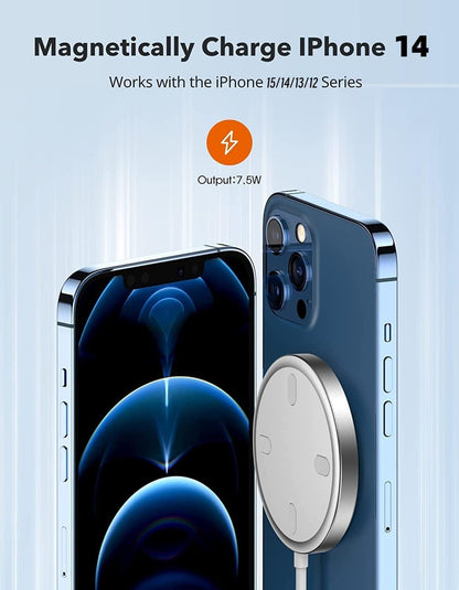 Magnetic Wireless Charger, Wireless Charging Pad Compatible with Magsafe Charger for Iphone 14/14 Pro/14 Plus/14 Pro Max/Iphone 13/13 Mini/13 Pro/13 Pro Max,Airpods,Mag Charger-Sliver