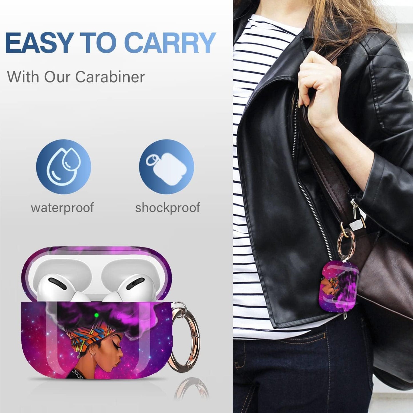 for Airpods Pro Case Cover with Keychain,Full Protective Shockproof Hard Case Cover for Apple for Airpods Pro Case [Front LED Visible]