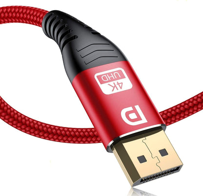 Displayport Cable 15Ft [4K@60Hz,2K@165Hz 144Hz], DP 1.2 Cable High Speed Gold-Plated Nylon Braided DP Cord Support 1440P,1080P,Free-Sync G-Sync for Gaming Monitor 3090 Graphics Pc-Red