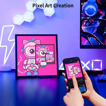Pixoo 64 Digital Photo Frame with 64*64 Pixel Art LED Picture Electronic Display Board,Neon Light Sign Home Decoration