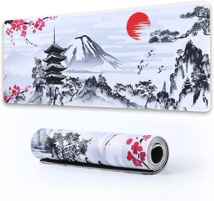 DKFVUA Japanese Cherry Blossom Large Mouse Pad, Desk Mat with Non-Slip Rubber Base Waterproof Keyboard Gaming Mousepad Large Desk Pad for Computers, Laptop,Gaming,Office & Home (31.3X11.8 Inches)